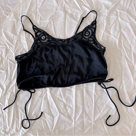 Lingerie Top Silky Satin Black - Picture 1 of 3